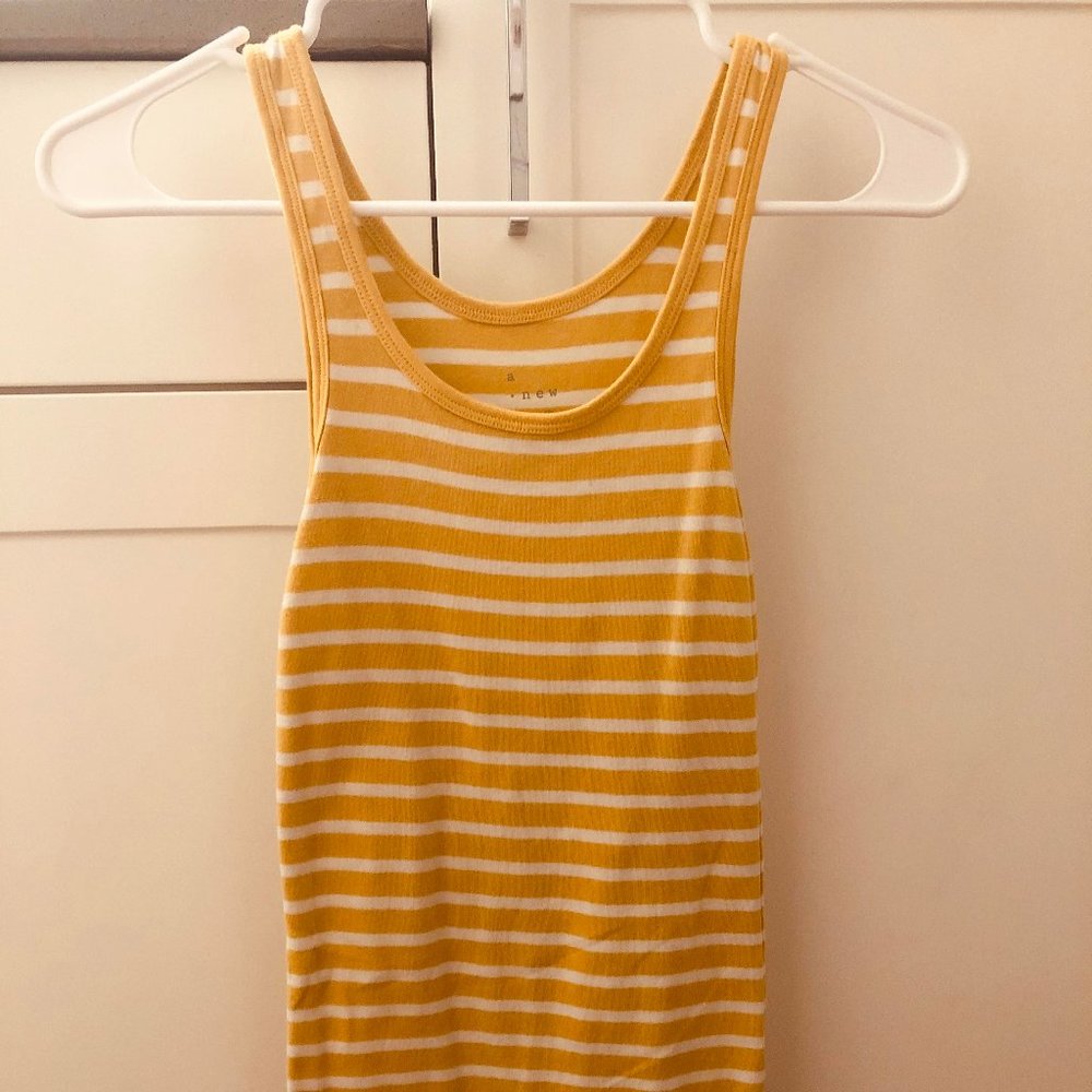 Yellow and White Striped Tank Top